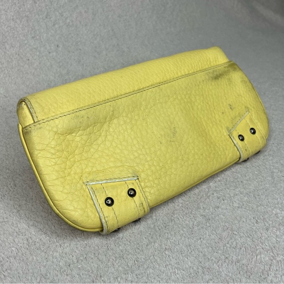 Cole Haan Leather Clutch Pouch Purse-Butter Yellow-Vintage-Designer-Classic-Y2K - Picture 7 of 12